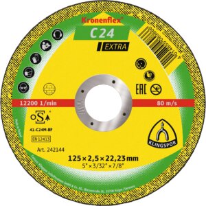 Abrazyvinis akmens pjovimo diskas KLINGSPOR C 24 Extra 125x2 5x22 23mm islenktas (2)
