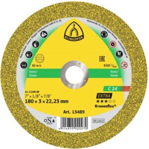 Abrazyvinis akmens pjovimo diskas KLINGSPOR C 24 Extra 180x3 0x22 23mm islenktas (2)