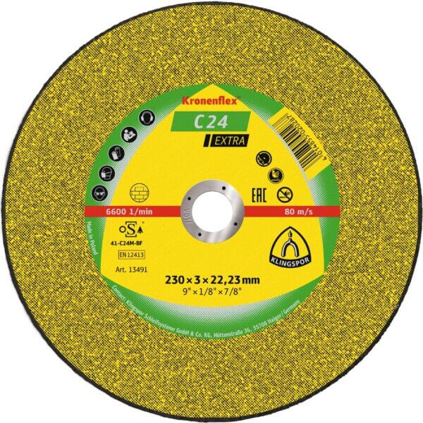 Abrazyvinis akmens pjovimo diskas KLINGSPOR C 24 Extra 230x3 0x22 23mm islenktas (2) (1)
