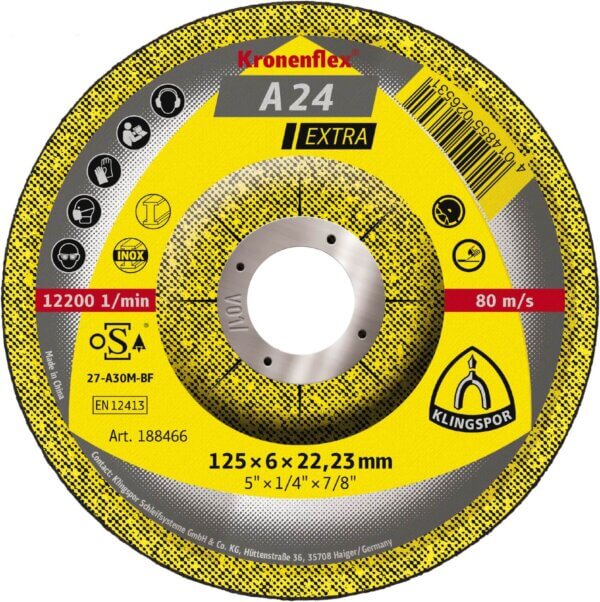 Abrazyvinis metalo slifavimo diskas KLINGSPOR A 24 Extra 150x6x22 23 mm