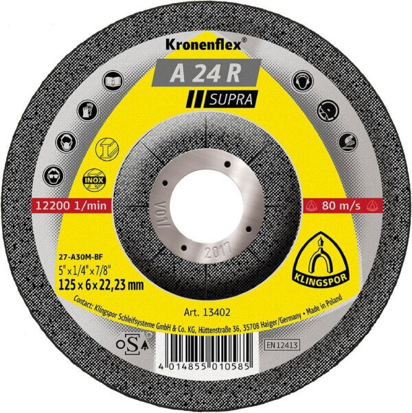 Abrazyvinis slifavimo diskas KLINGSPOR A 24 R Supra 125x6x22 23mm (1)